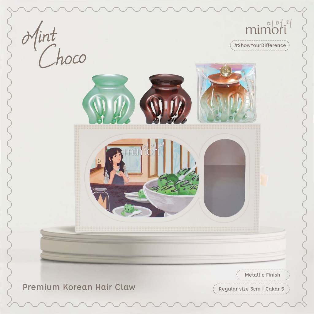 Mimori Korean Hair Claw - Mint Choco (Metallic) Isi 3
